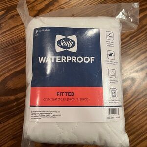 Sealy Waterproof White Fitted Crib Mattress Pads - 2 Pack